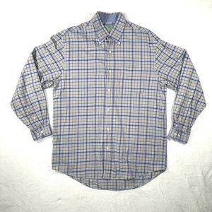 Cooper Jones Button Up Shirt Mens Large L Light Blue‎ Green Plaid Long Sleeve